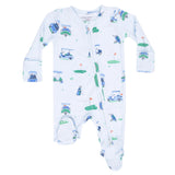 Vintage Golf Carts Blue - 2 Way Zipper Footie