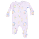 Vintage Spring Ducklings Pink - 2 Way Zipper Footie