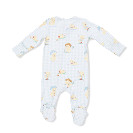 Vintage Spring Ducklings Green - 2 Way Zipper Footie