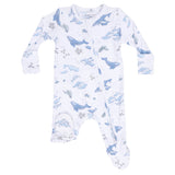 Watercolor Blue Whales - 2 Way Zipper Footie