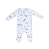 Watercolor Blue Whales - 2 Way Zipper Footie