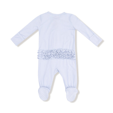 2 Way Zipper Ruffle Back Footie - Arctic Ice - HoneyBug 