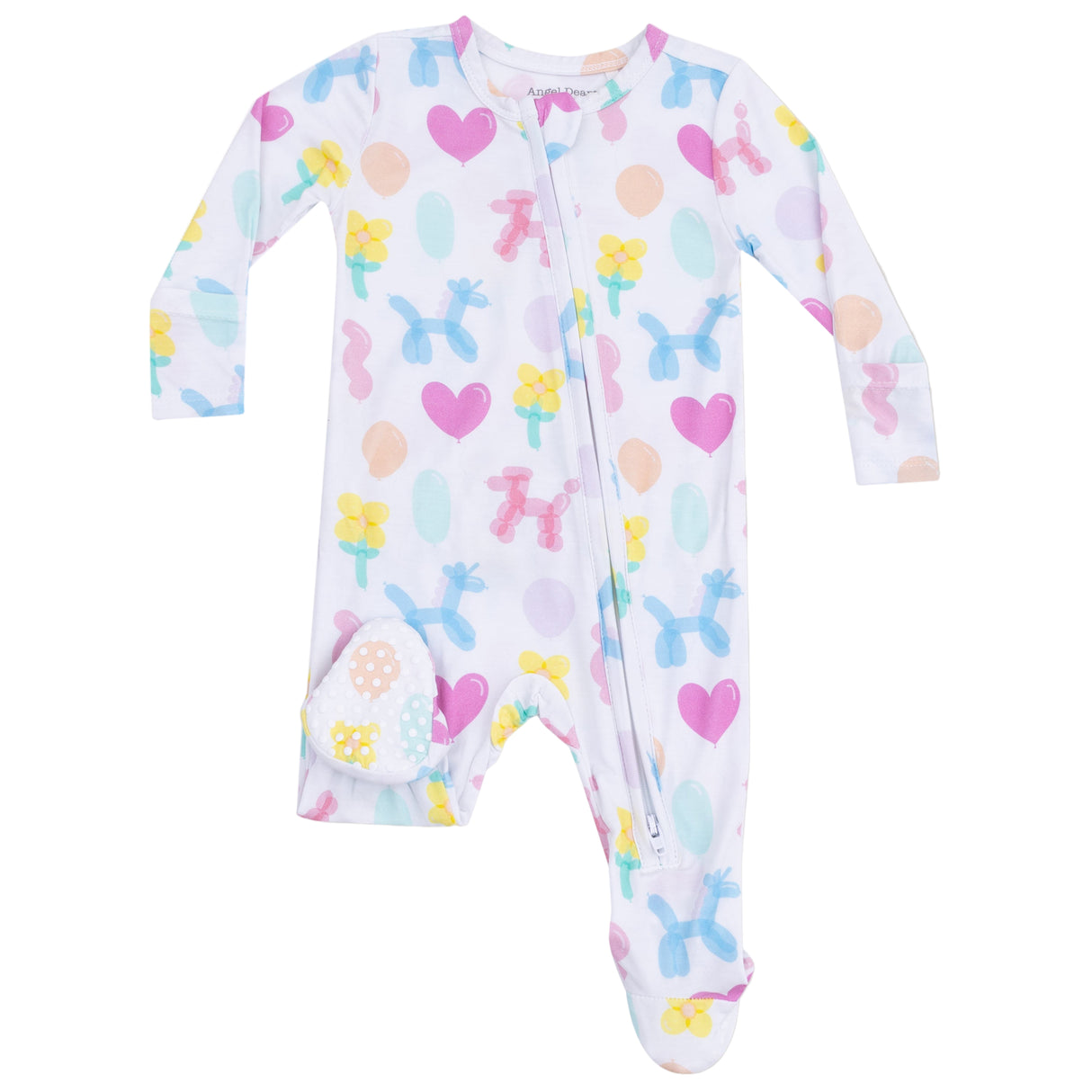 2 Way Zipper Ruffle Back Footie - Balloon Animals Pink - HoneyBug 