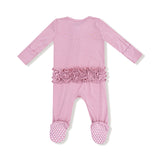2 Way Zipper Ruffle Back Footie - Cameo Pink - HoneyBug 
