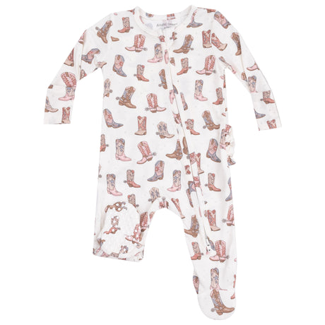 2 Way Zipper Ruffle Back Footie - Future Cowgirl - HoneyBug 