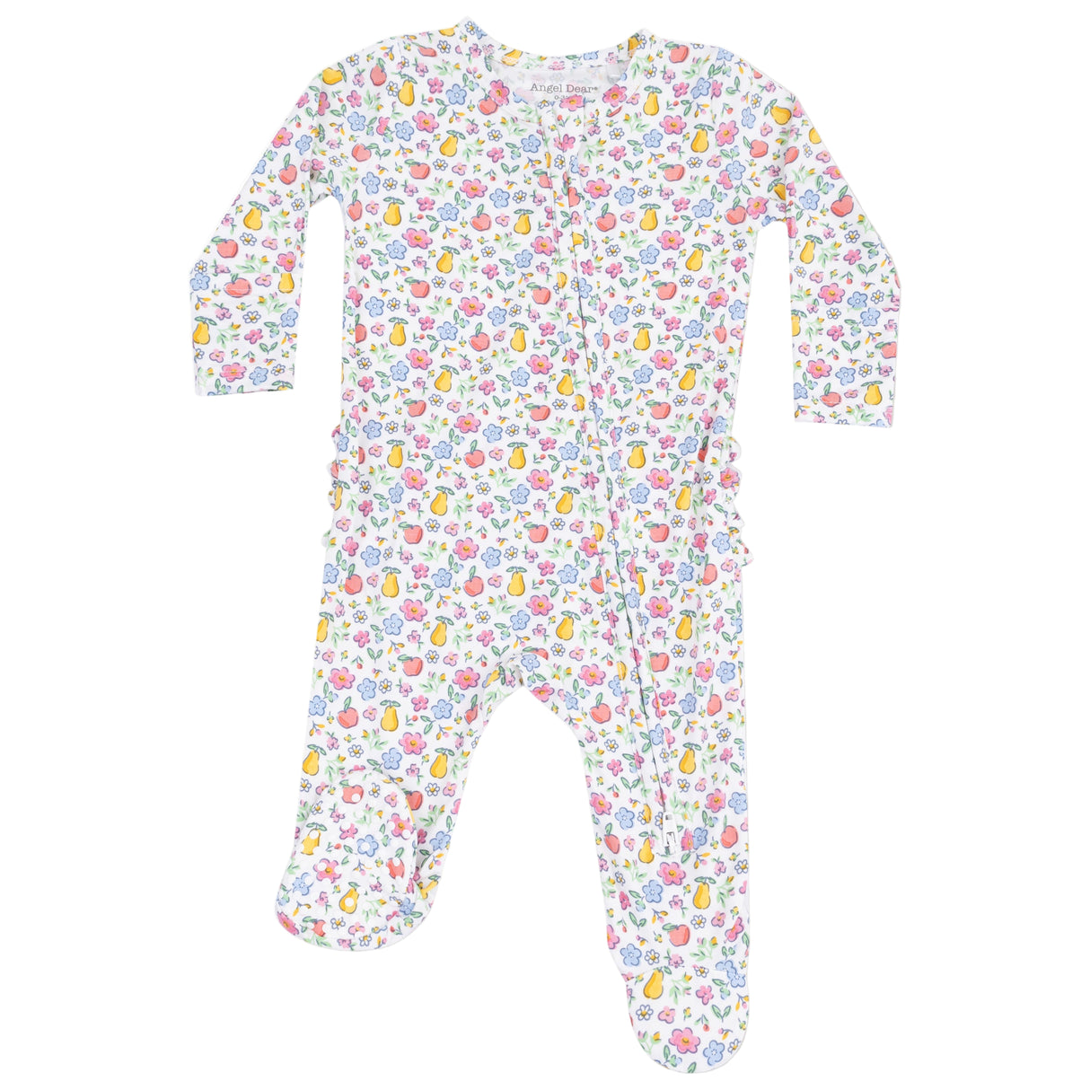 2 Way Zipper Ruffle Back Footie - Fall Fruit Floral - HoneyBug 