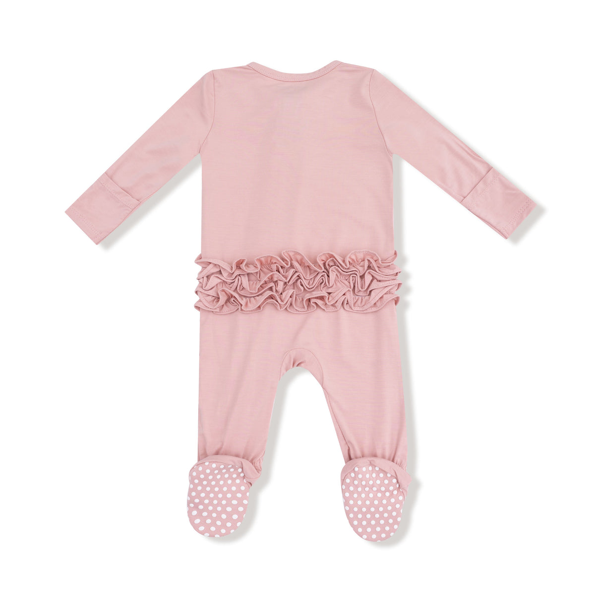 2 Way Zipper Ruffle Back Footie - Mellow Rose - HoneyBug 