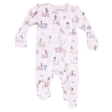 Fancy Hounds with Bows - 2 Way Ruffle Back Zipper Footie