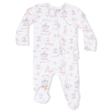 Carousel with Bows - 2 Way Ruffle Back Zipper Footie