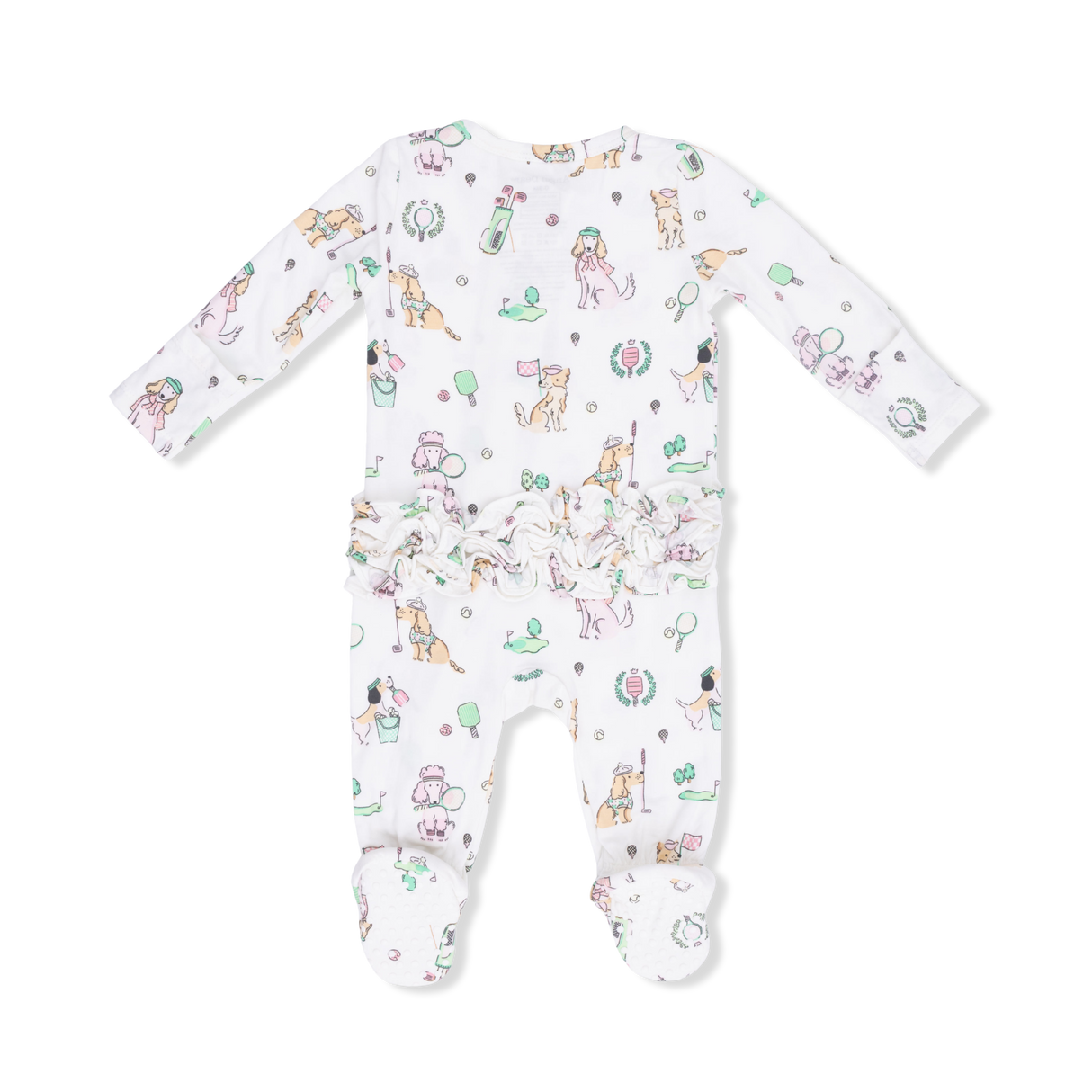 Country Club Dogs Pink - 2 Way Ruffle Back Zipper Footie