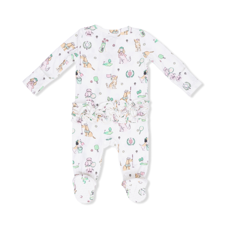 Country Club Dogs Pink - 2 Way Ruffle Back Zipper Footie