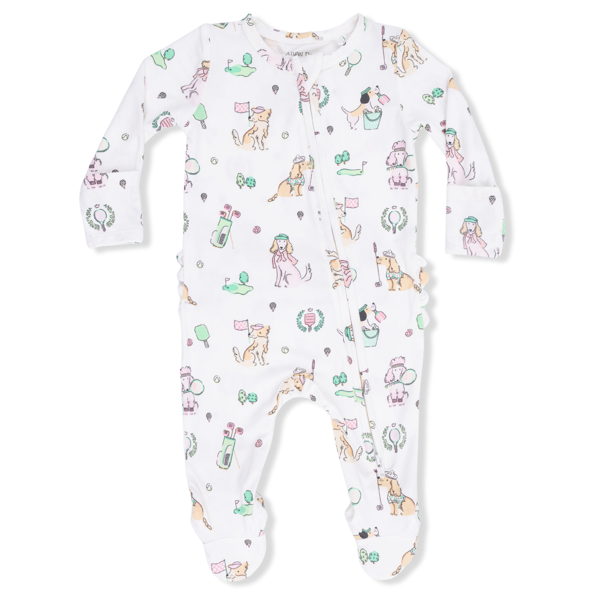 Country Club Dogs Pink - 2 Way Ruffle Back Zipper Footie