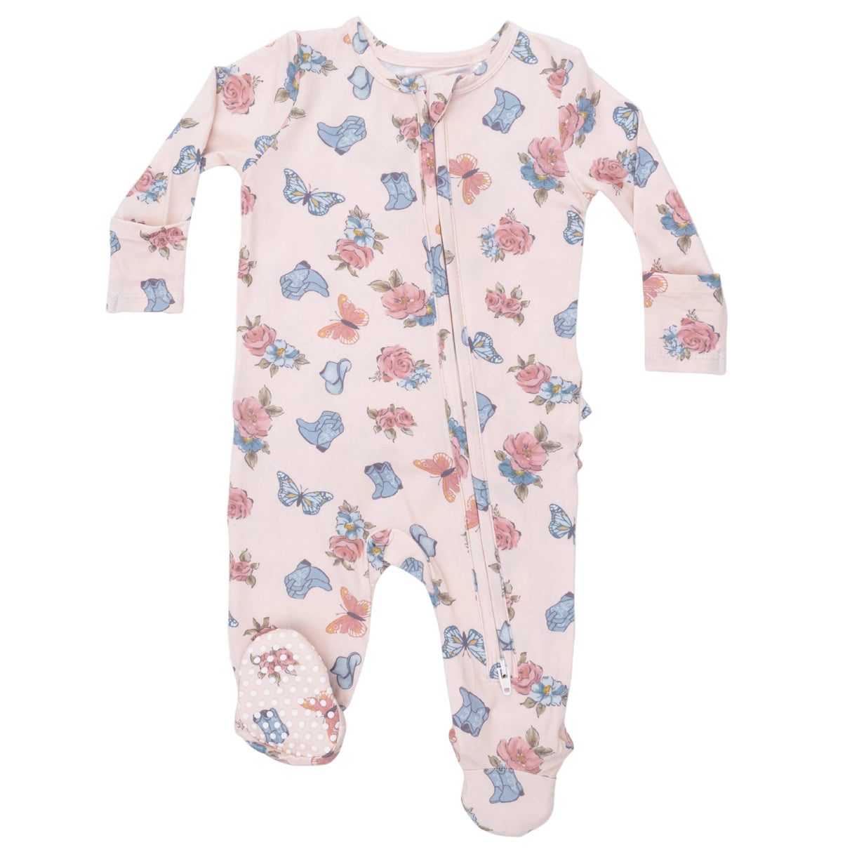 Country Girl Boots - 2 Way Ruffle Back Zipper Footie