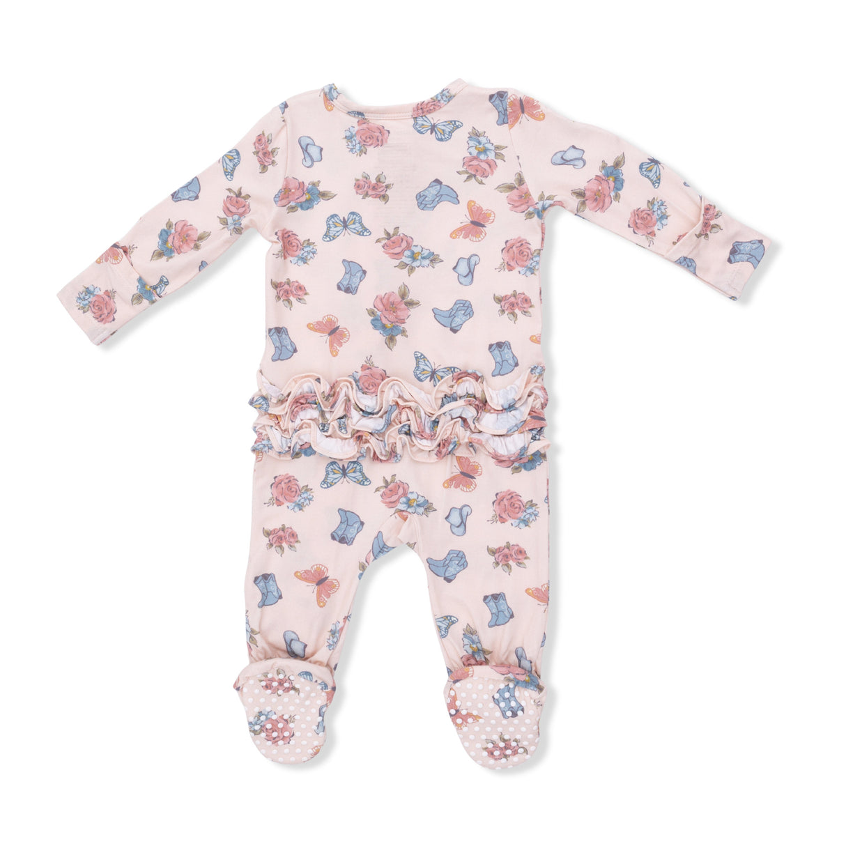 Country Girl Boots - 2 Way Ruffle Back Zipper Footie