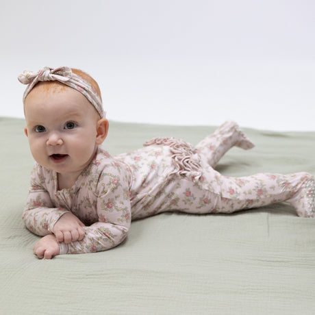 Edith's Rose Garden - 2 Way Ruffle Back Zipper Footie