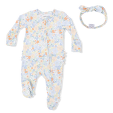 Georgia Floral - 2 Way Ruffle Back Zipper Footie & Headband Set