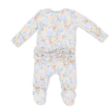 Georgia Floral - 2 Way Ruffle Back Zipper Footie