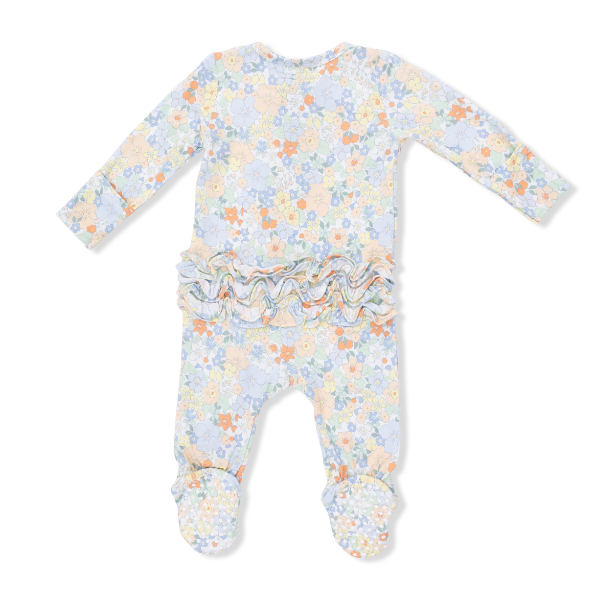 Georgia Floral - 2 Way Ruffle Back Zipper Footie & Headband Set