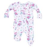 Golf Carts and Flowers - 2 Way Ruffle Back Zipper Footie