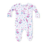 Golf Carts and Flowers - 2 Way Ruffle Back Zipper Footie