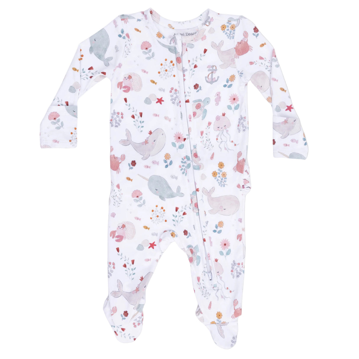 Garden Sea Creatures - 2 Way Ruffle Back Zipper Footie