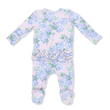 Hydrangeas - 2 Way Ruffle Back Zipper Footie