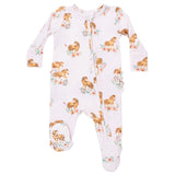 Pink Ponies - 2 Way Ruffle Back Zipper Footie