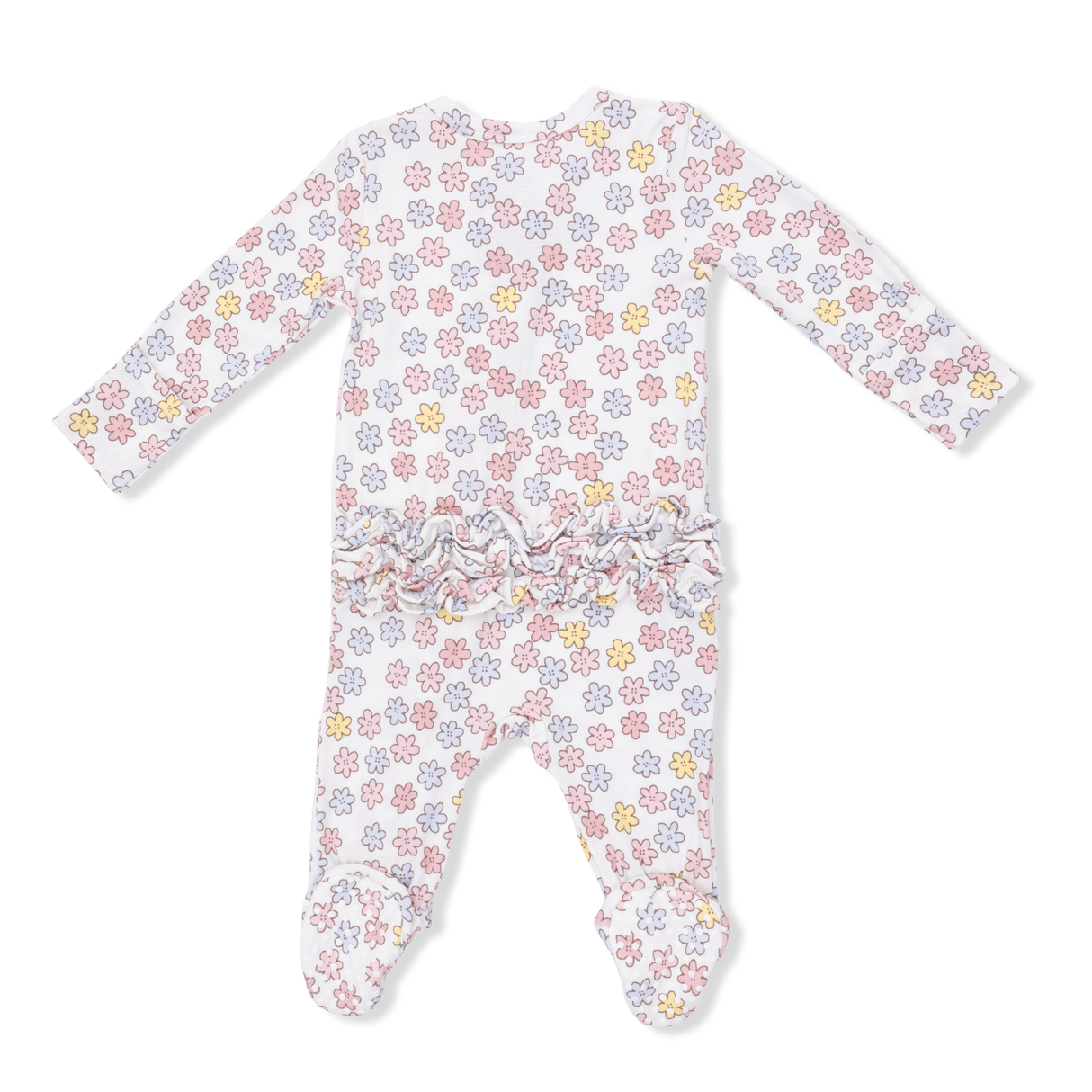 Sarah Floral - 2 Way Ruffle Back Zipper Footie