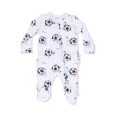 Soccer Balls Playing Soccer Pink - 2 Way Ruffle Back Zipper Footie