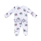 Soccer Balls Playing Soccer Pink - 2 Way Ruffle Back Zipper Footie