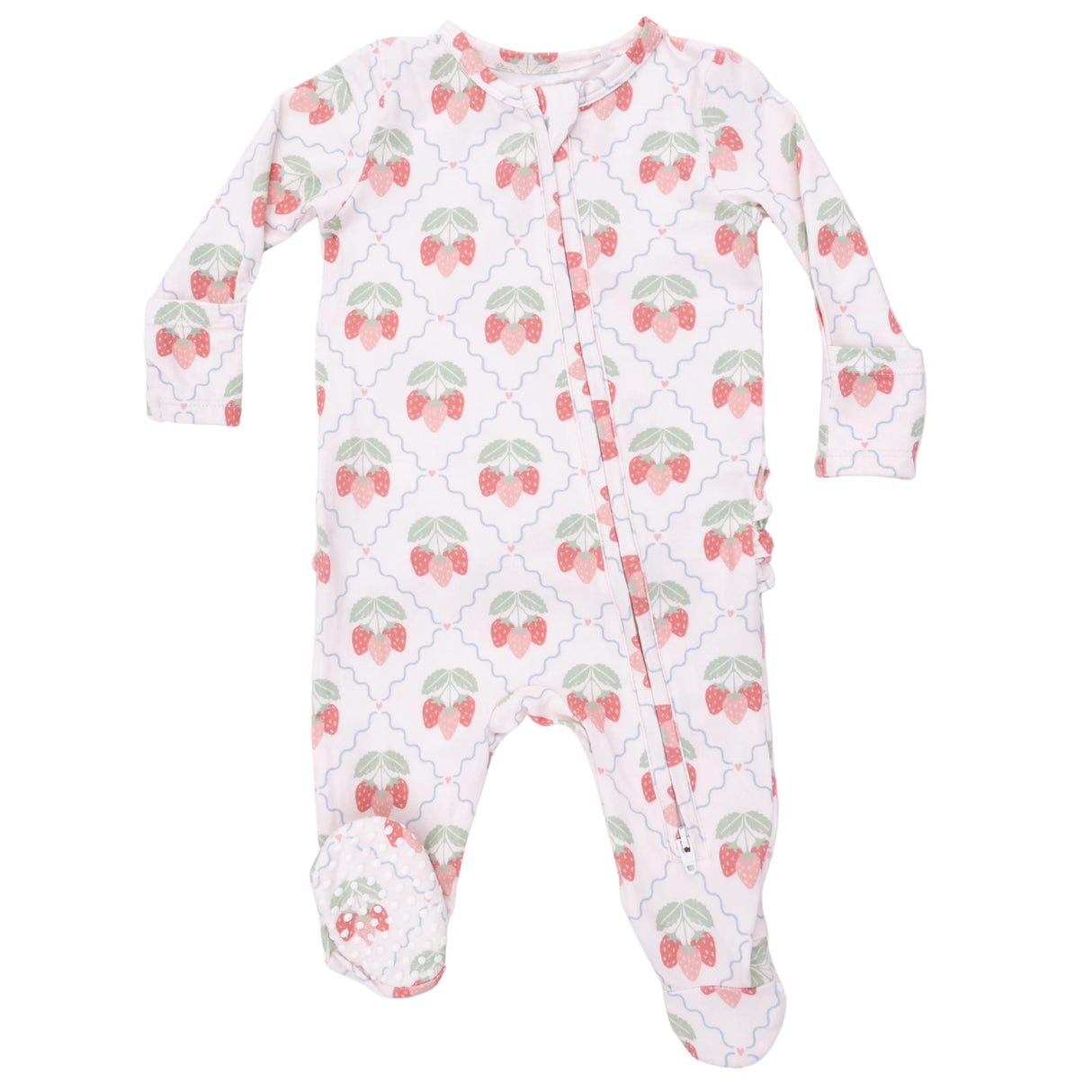 Sweet Strawberries - 2 Way Ruffle Back Zipper Footie