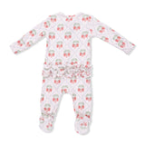 Sweet Strawberries - 2 Way Ruffle Back Zipper Footie