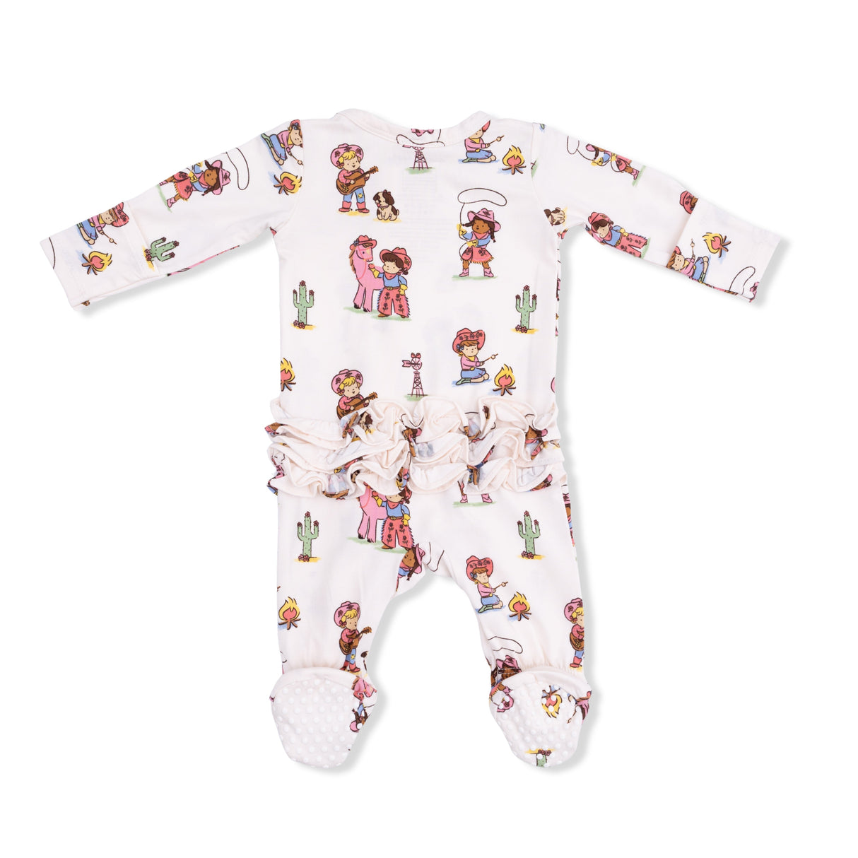 Vintage Cowgirls - 2 Way Ruffle Back Zipper Footie