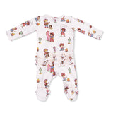 Vintage Cowgirls - 2 Way Ruffle Back Zipper Footie