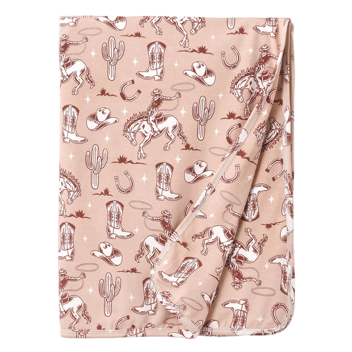 Wild Wrangler/Pink Bamboo Western Cowgirl Stroller Blanket