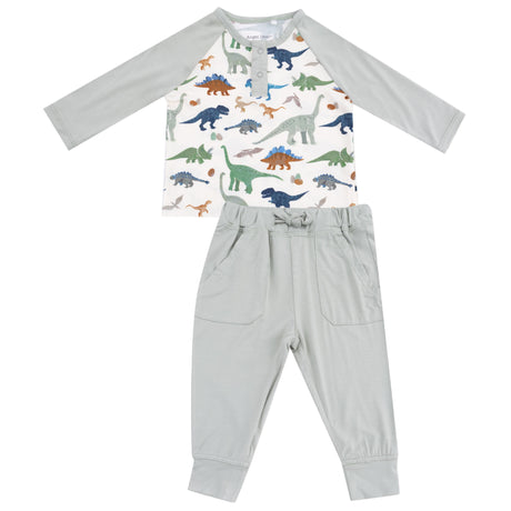 Long Sleeve Raglan Henley + Jogger - HoneyBug 