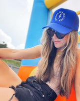 Strong as a mother™ Embroidered Trucker Hat - Royal Blue - HoneyBug 