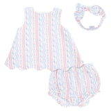 Tulip Stripe - Scallop Back Top with Bloomer & Headband