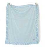 Luxury Duo Satin Border Blanket - Blue/Ivory