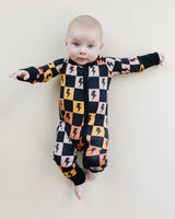 Bamboo Zip Romper | Colorful Checks & Bolts - HoneyBug 