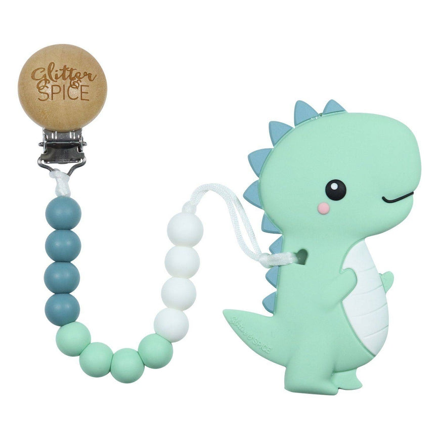 T-Rex Dino Teether with Clip - HoneyBug 