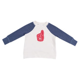 Raglan Sweatshirt with Red #1 Patch - Varsity Vintage Indigo - HoneyBug 