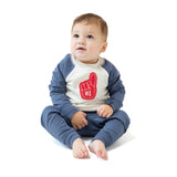 Raglan Sweatshirt with Red #1 Patch - Varsity Vintage Indigo - HoneyBug 