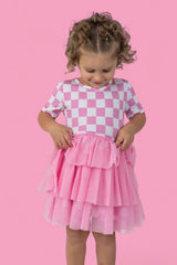BUBBLEGUM CHECKERS DREAM TUTU DRESS - HoneyBug 