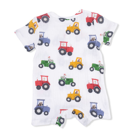 Tractor Friends - Muslin Henley Shortall with Bucket hat
