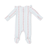 Antoinette Stripe - 2 Way Ruffle Sleeve Zipper Footie & Headband Set