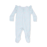 Tiny Cherry Stripe - 2 Way Ruffle Sleeve Zipper Footie
