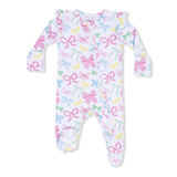 Sweet Bows - 2 Way Ruffle Sleeve Zipper Footie
