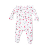 Pink Rosettes - 2 Way Ruffle Sleeve Zipper Footie