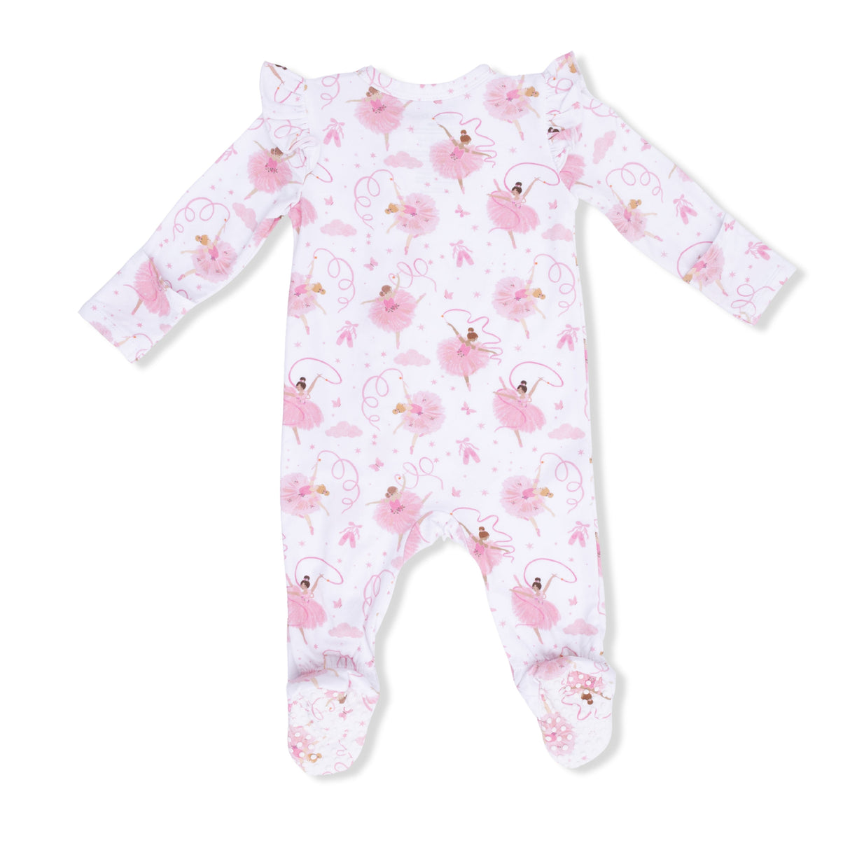 Ribbon Ballerinas - 2 Way Ruffle Sleeve Zipper Footie
